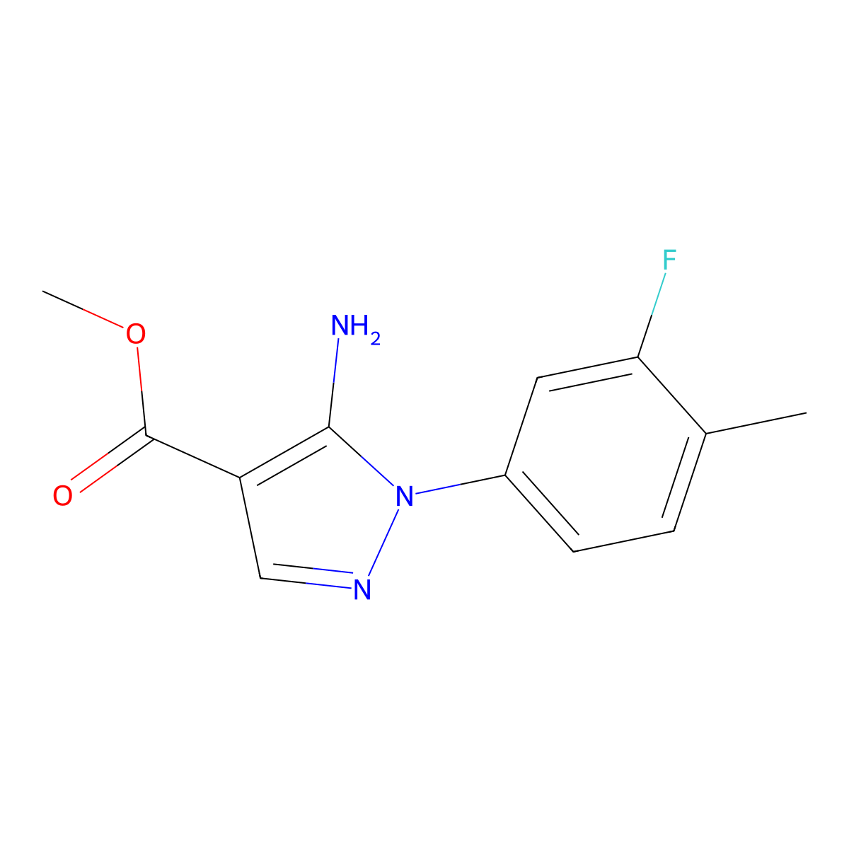 Methyl 5-amino-1-(3-fluoro-4-methylphenyl)-1H-pyrazole-4-carboxylate molecular structure, CAS 1416344-39-2