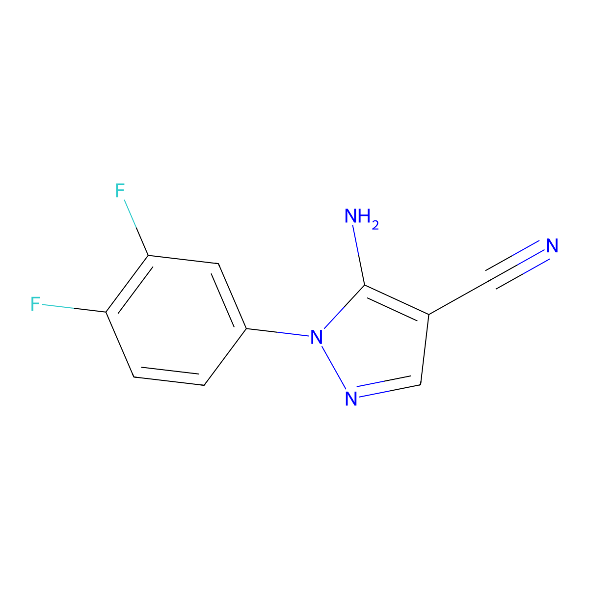 5-Amino-1-(3,4-difluorophenyl)-1H-pyrazole-4-carbonitrile molecular structure, CAS 1416344-53-0