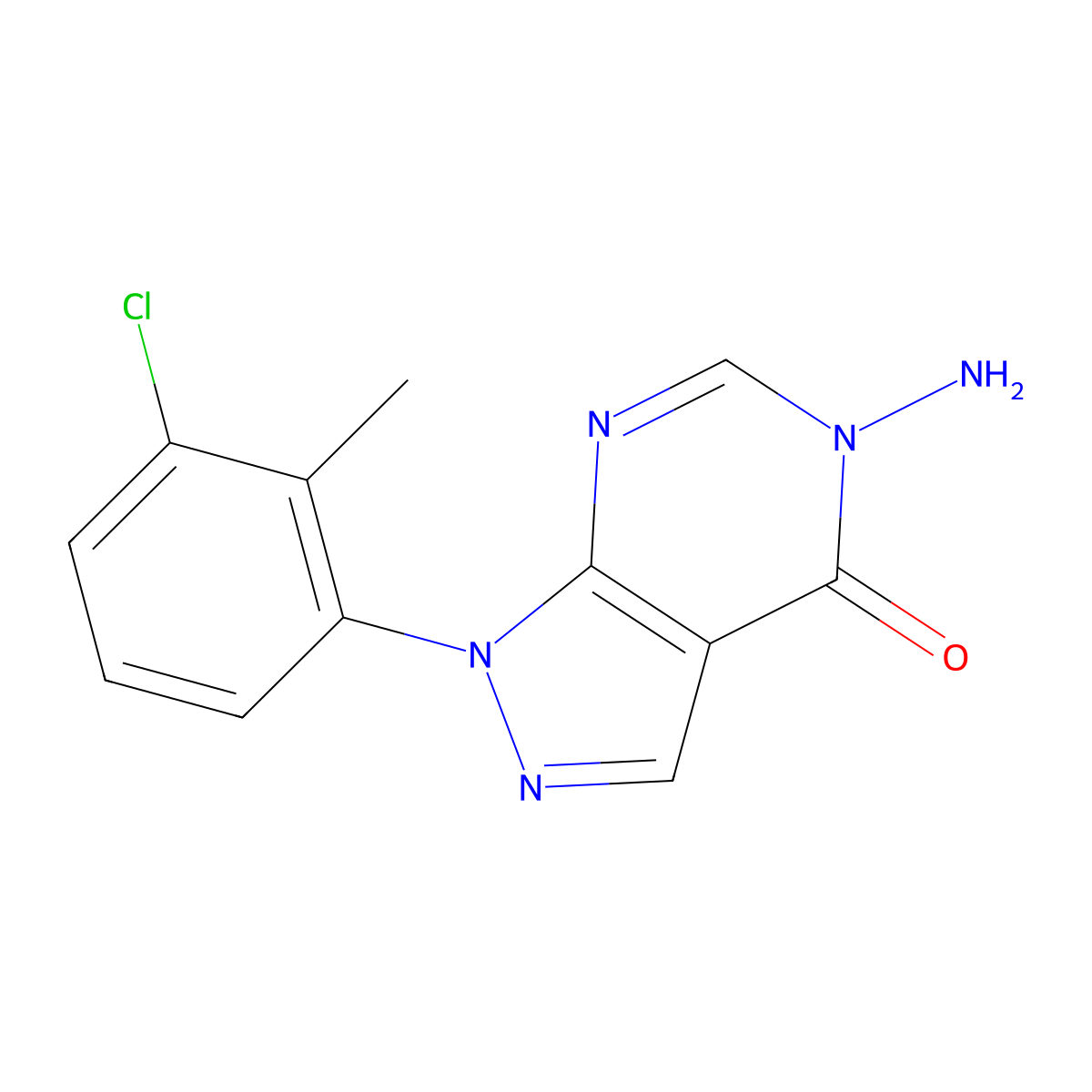 5-Amino-1-(3-chloro-2-methylphenyl)-1H-pyrazolo[3,4-d]pyrimidin-4(5H)-one molecular structure, CAS 1416344-69-8