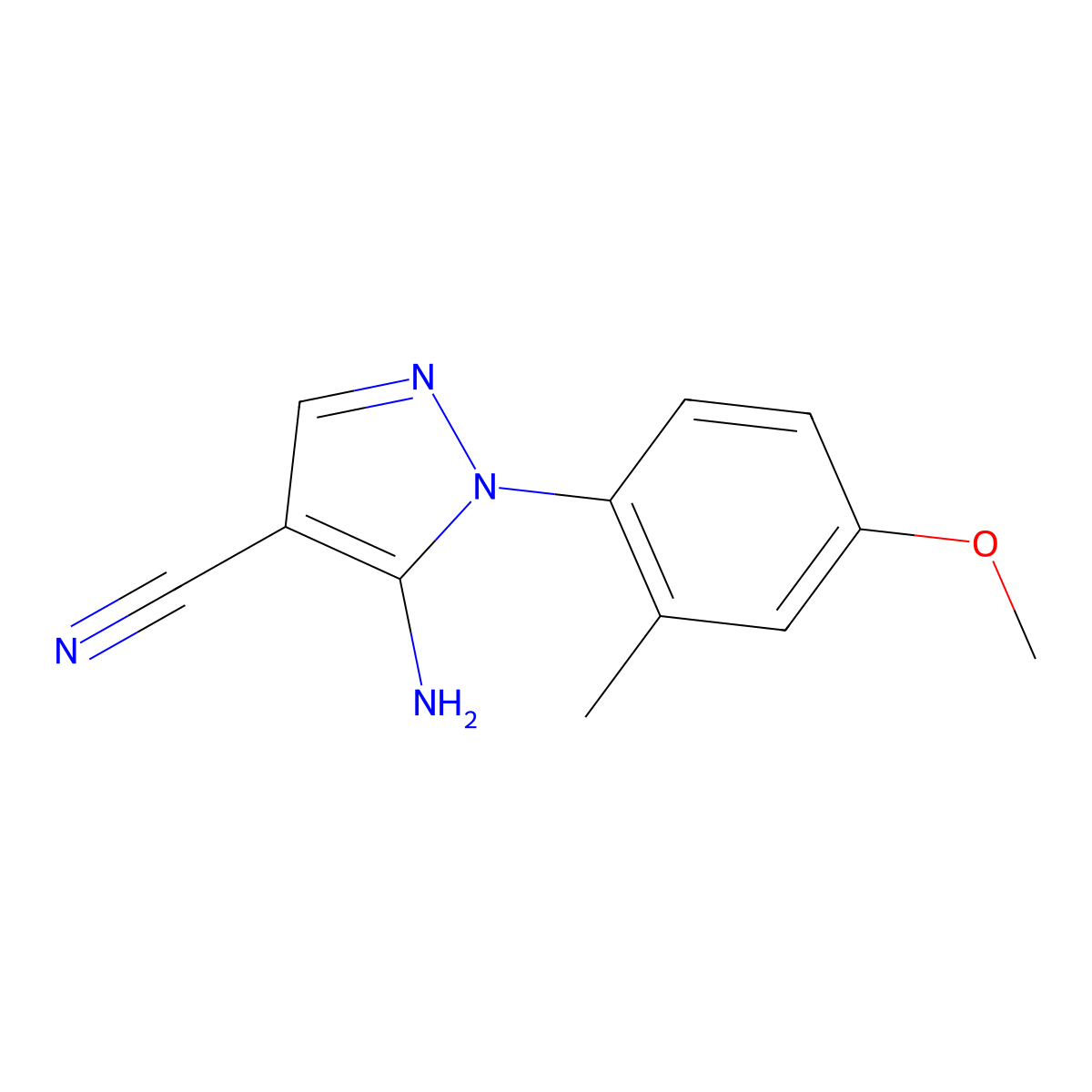 5-Amino-1-(4-methoxy-2-methylphenyl)-1H-pyrazole-4-carbonitrile molecular structure, CAS 1416344-73-4