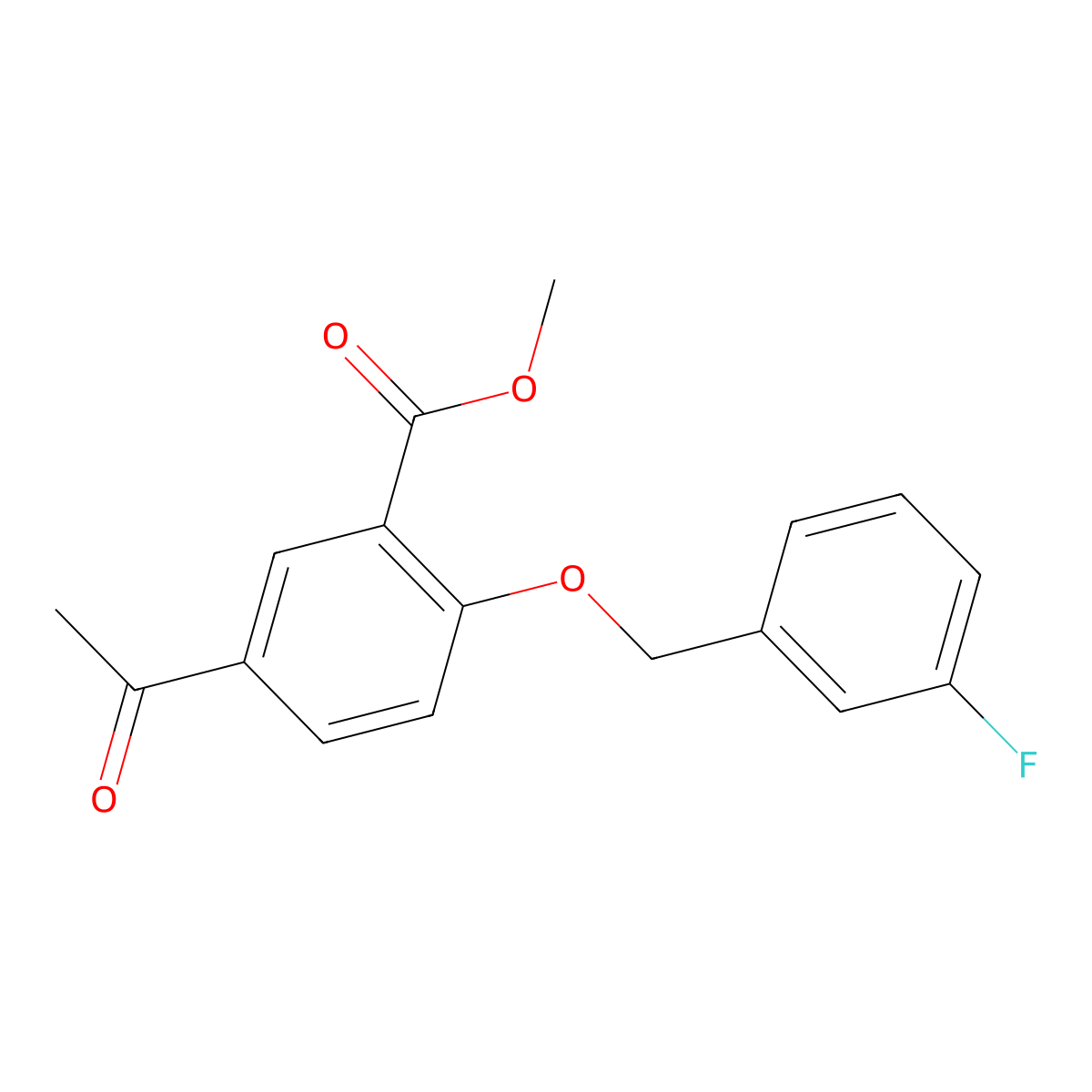 5-Acetyl-2-(3-fluoro-benzyloxy)-benzoic acid methyl ester molecular structure, CAS 1416345-10-2