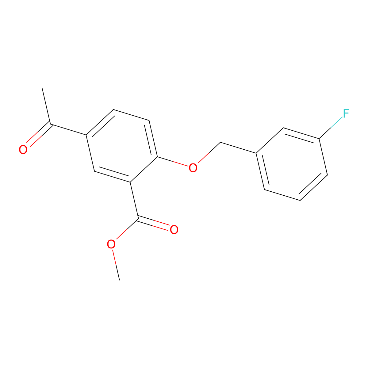5-Acetyl-2-(3-fluoro-benzyloxy)-benzoic acid methyl ester molecular structure, CAS 1416345-10-2