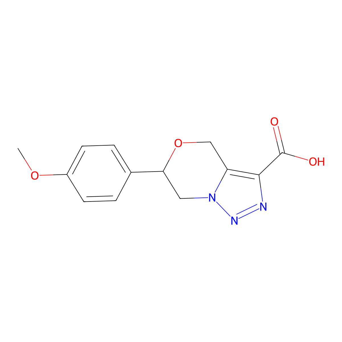 6-(4-methoxyphenyl)-6,7-dihydro-4H-[1,2,3]triazolo[5,1-c][1,4]oxazine-3-carboxylic acid molecular structure, CAS 1416345-12-4