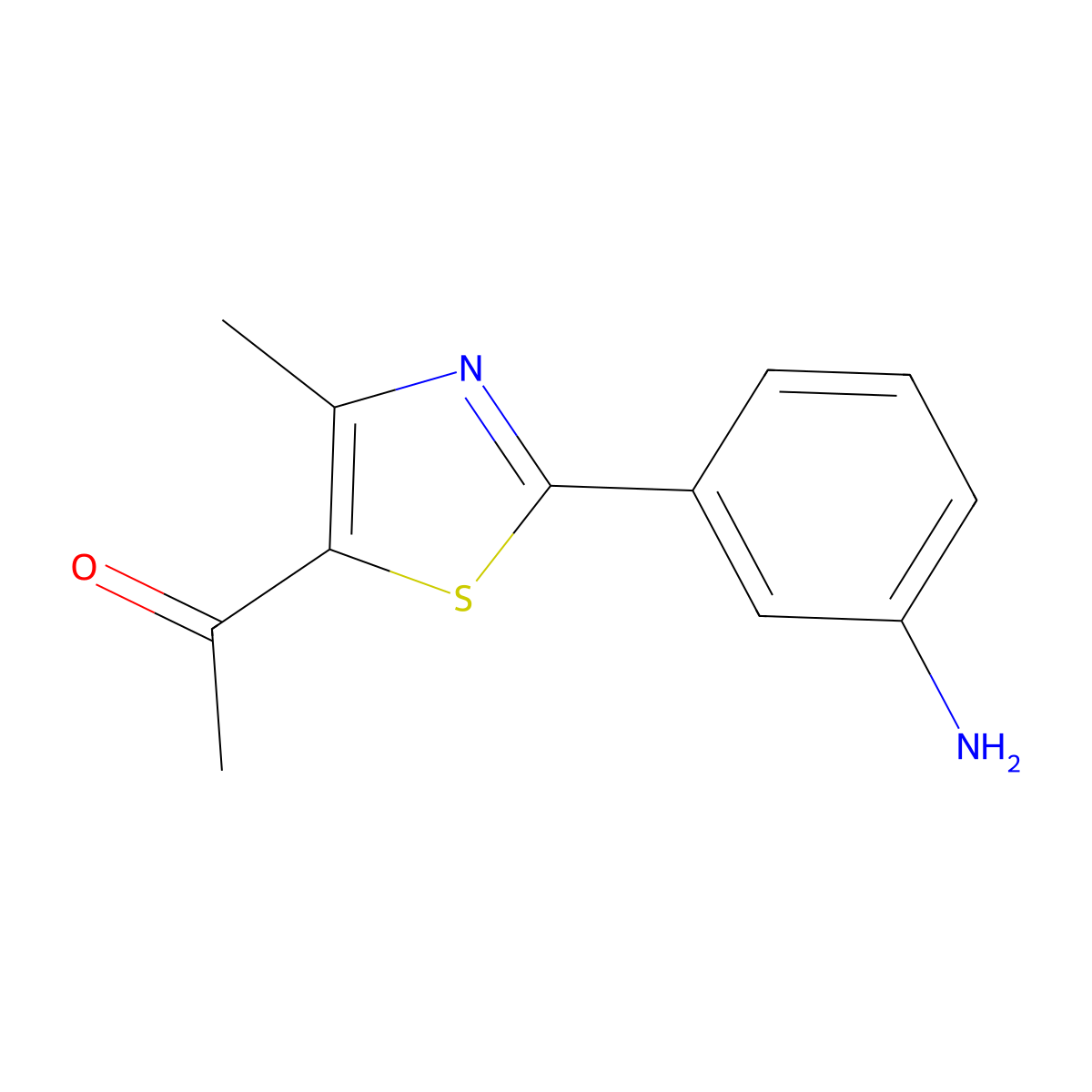 1-(2-(3-Aminophenyl)-4-methylthiazol-5-yl)ethanone molecular structure, CAS 1416345-18-0