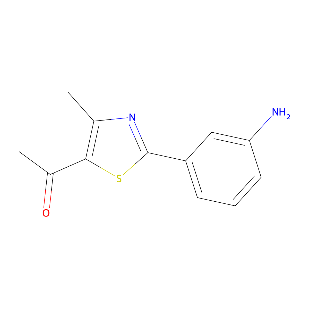 1-(2-(3-Aminophenyl)-4-methylthiazol-5-yl)ethanone molecular structure, CAS 1416345-18-0