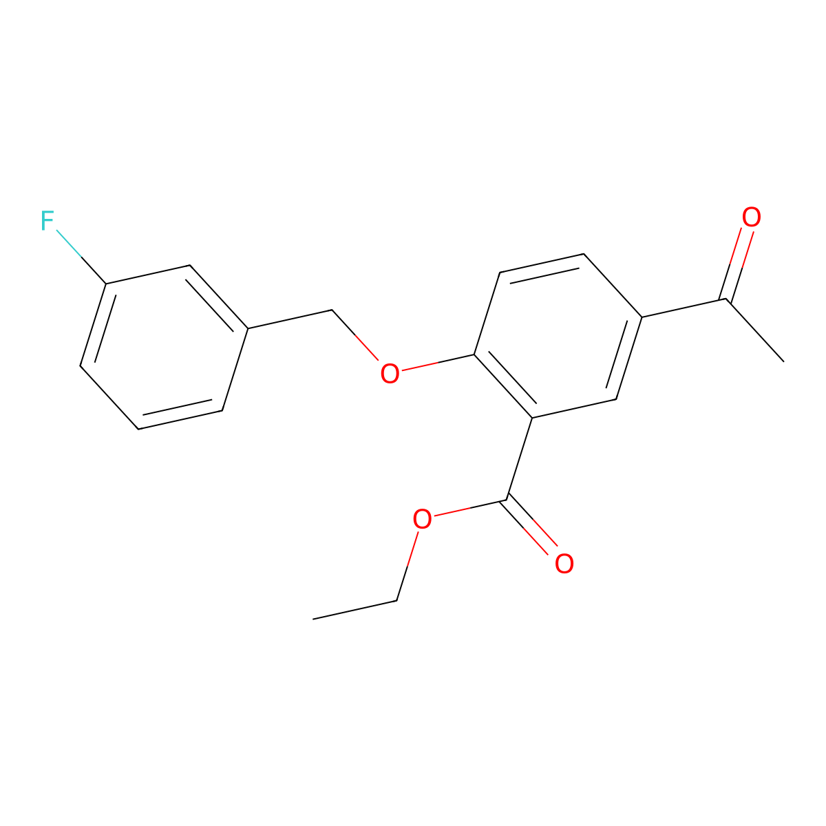5-Acetyl-2-(3-fluoro-benzyloxy)-benzoic acid ethyl ester molecular structure, CAS 1416345-23-7
