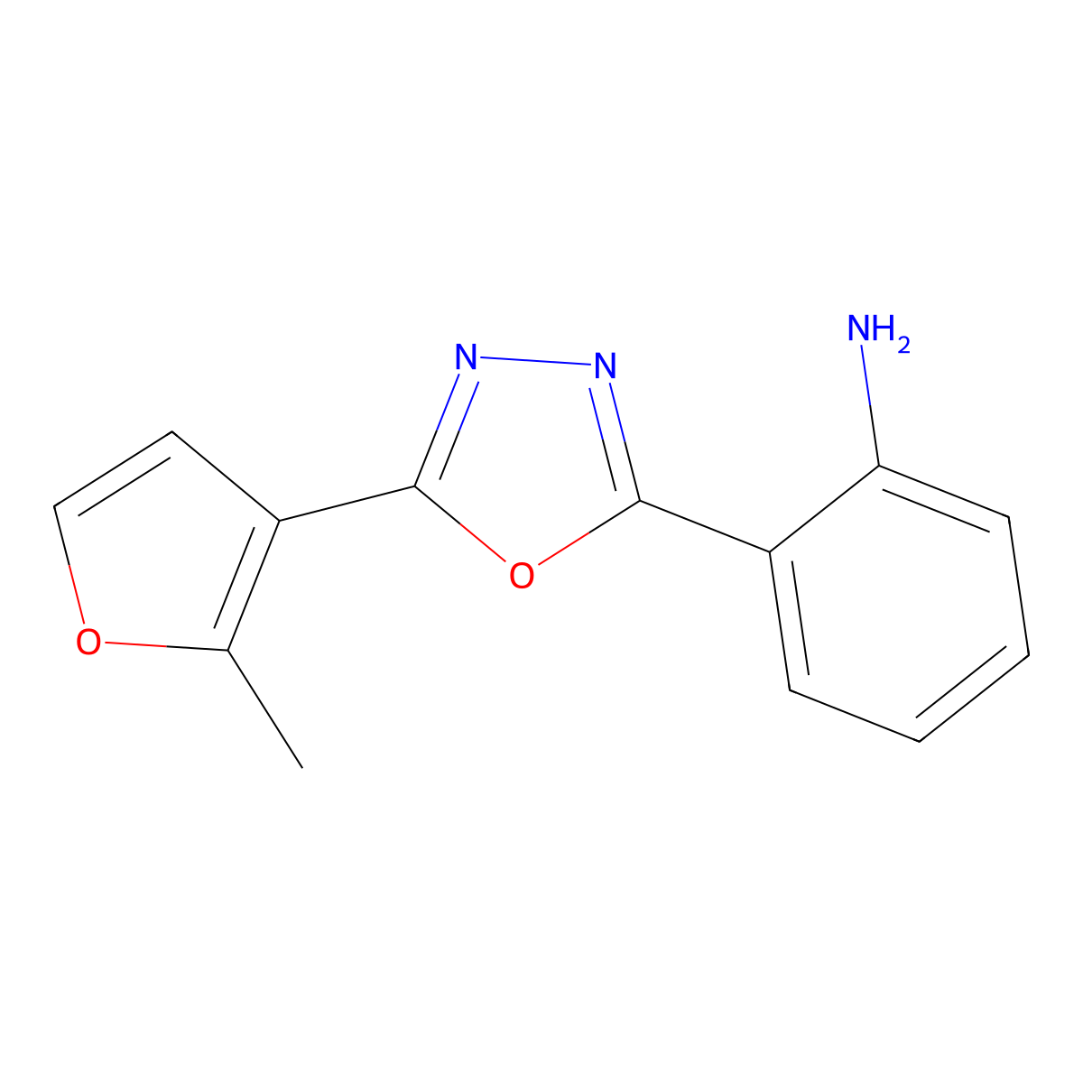 2-(5-(2-Methylfuran-3-yl)-1,3,4-oxadiazol-2-yl)aniline molecular structure, CAS 1416345-25-9