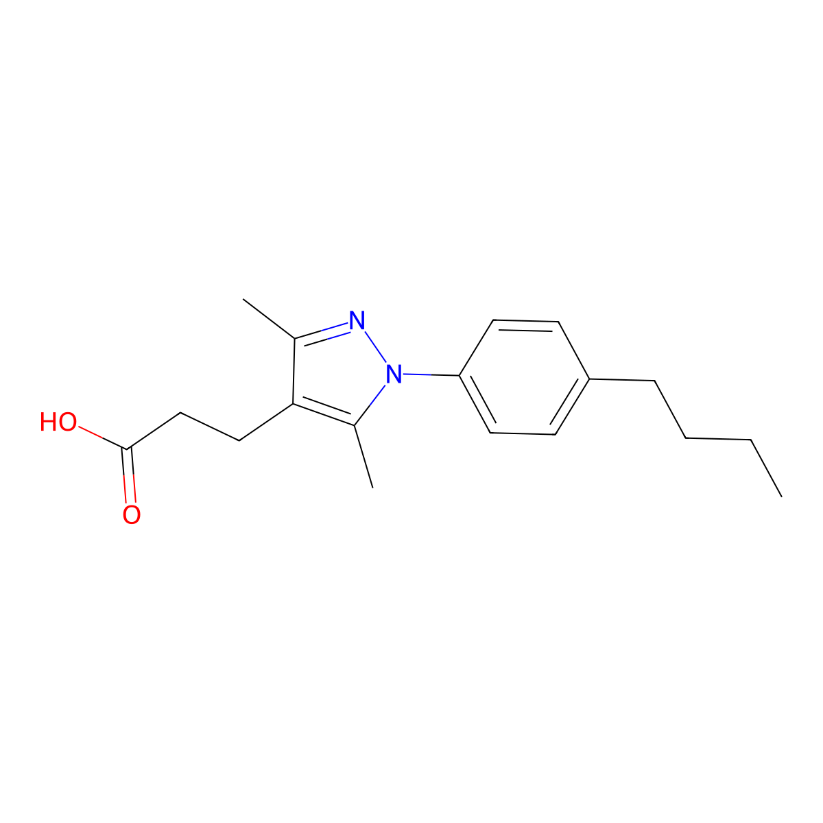 3-(1-(4-Butylphenyl)-3,5-dimethyl-1H-pyrazol-4-yl)propanoic acid molecular structure, CAS 1416345-31-7