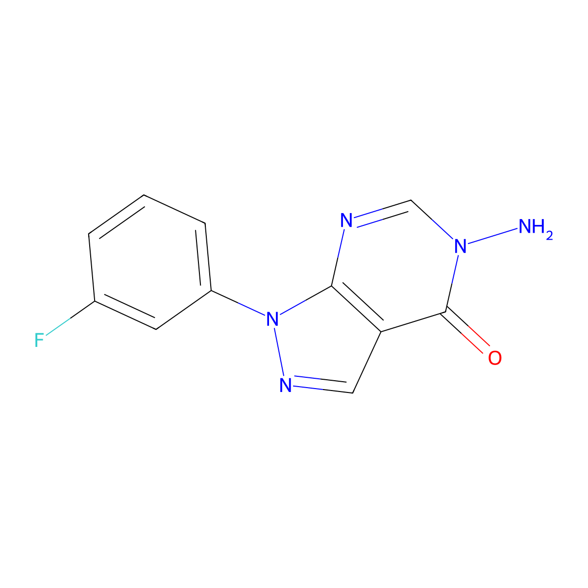 5-Amino-1-(3-fluorophenyl)-1H-pyrazolo[3,4-d]pyrimidin-4(5H)-one molecular structure, CAS 1416345-37-3
