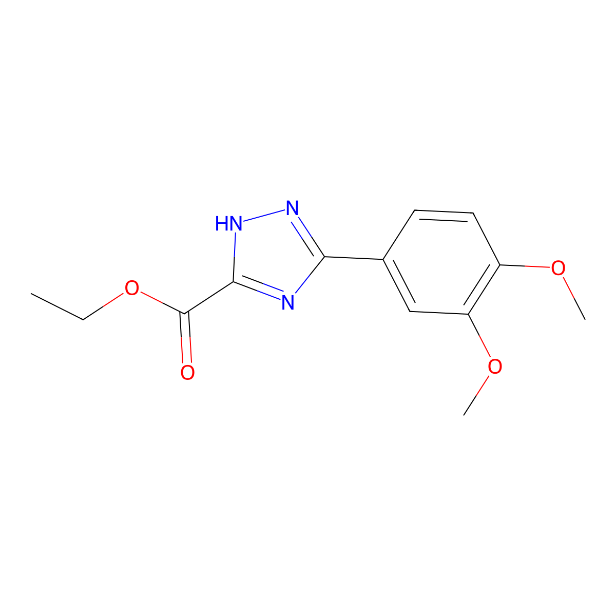 ethyl 3-(3,4-dimethoxyphenyl)-1H-1,2,4-triazole-5-carboxylate molecular structure, CAS 1416345-49-7