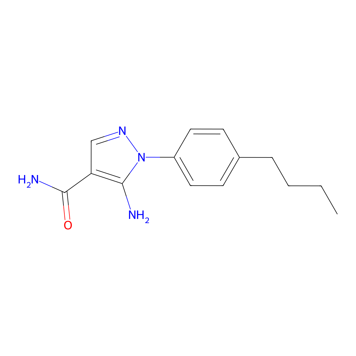 5-Amino-1-(4-butylphenyl)-1H-pyrazole-4-carboxamide molecular structure, CAS 1416345-52-2