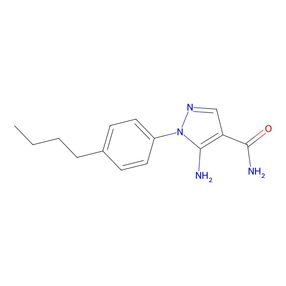 5-Amino-1-(4-butylphenyl)-1H-pyrazole-4-carboxamide molecular structure, CAS 1416345-52-2