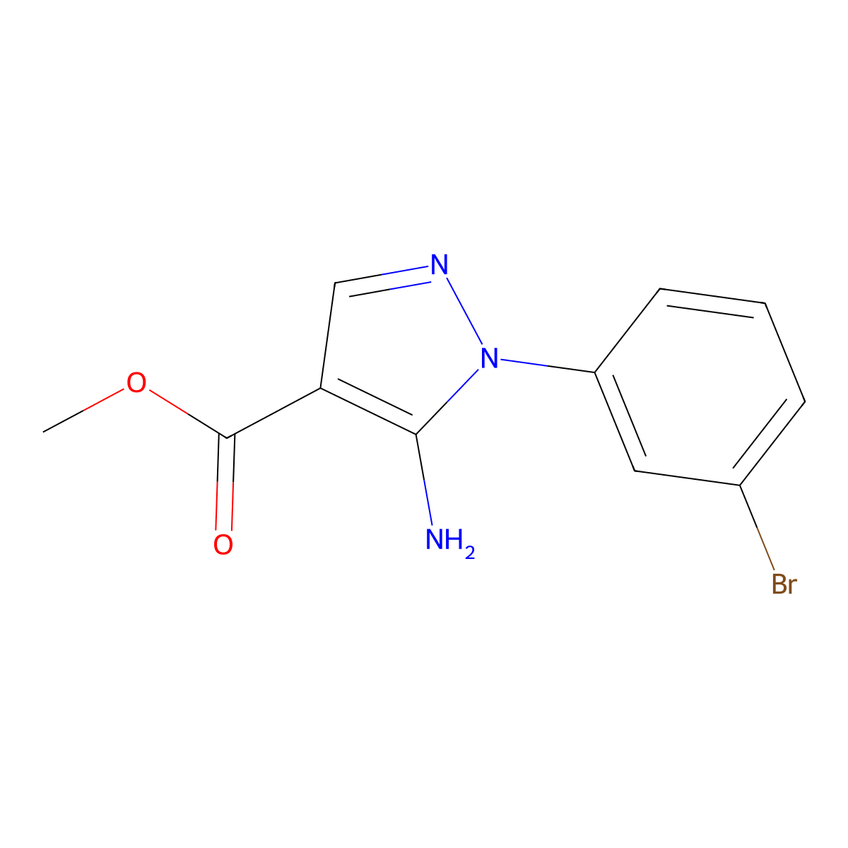 Methyl 5-amino-1-(3-bromophenyl)-1H-pyrazole-4-carboxylate molecular structure, CAS 1416345-68-0