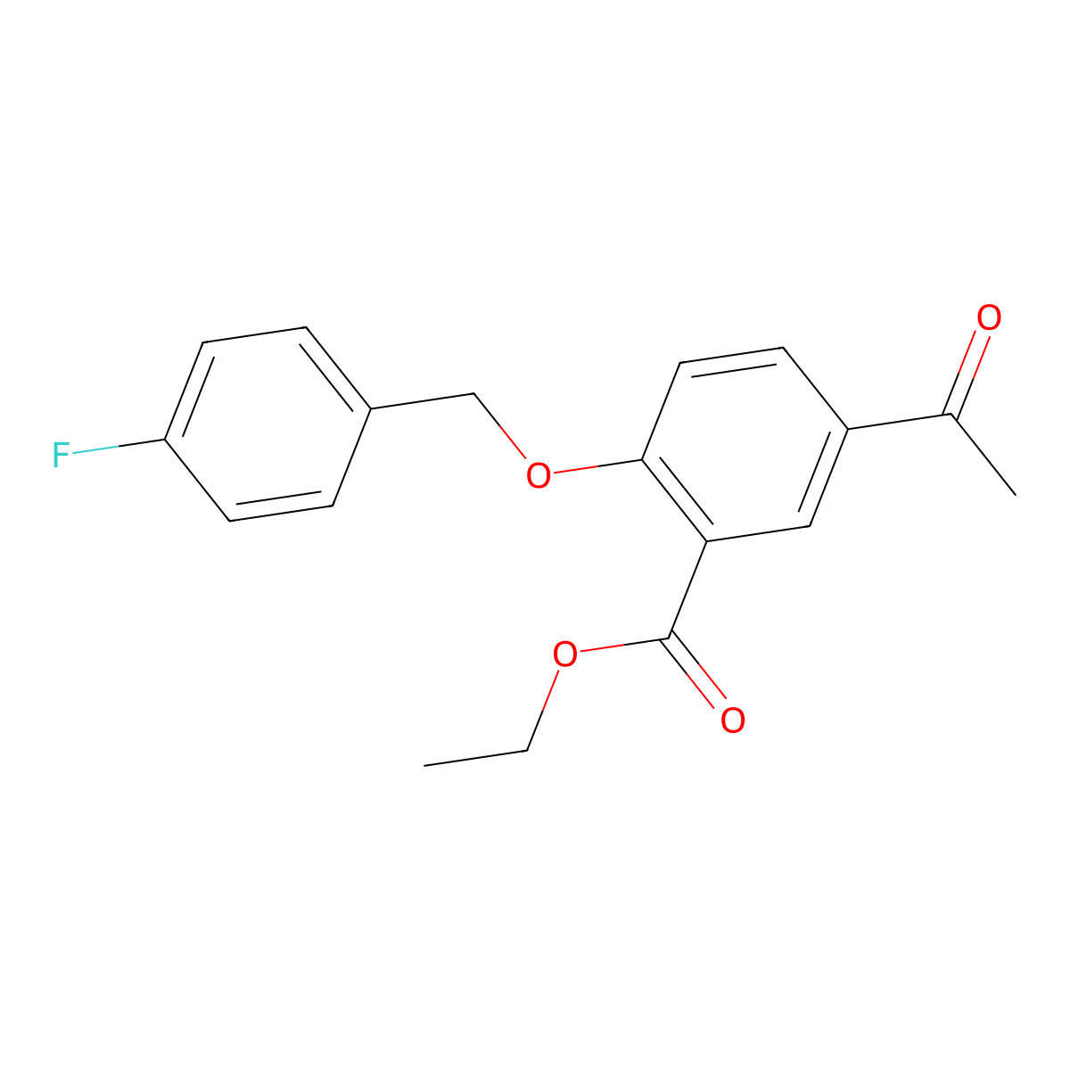 Ethyl 5-acetyl-2-((4-fluorobenzyl)oxy)benzoate molecular structure, CAS 1416345-78-2