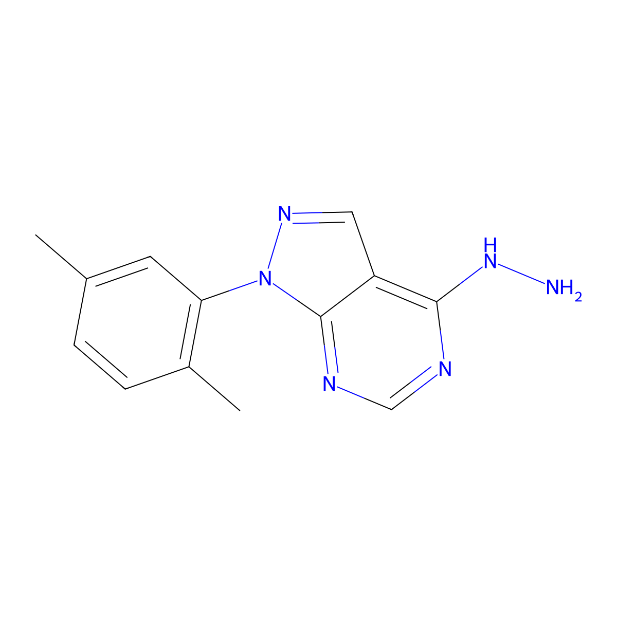 1-(2,5-Dimethylphenyl)-4-hydrazinyl-1H-pyrazolo[3,4-d]pyrimidine molecular structure, CAS 1416345-96-4
