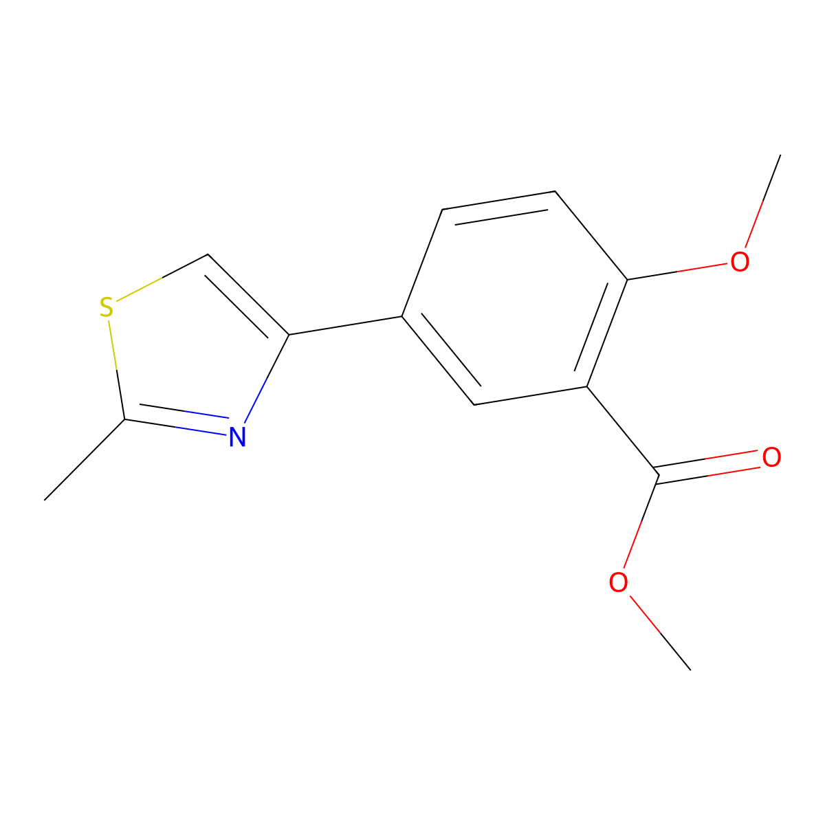 Methyl 2-methoxy-5-(2-methylthiazol-4-yl)benzoate molecular structure, CAS 1416346-03-6