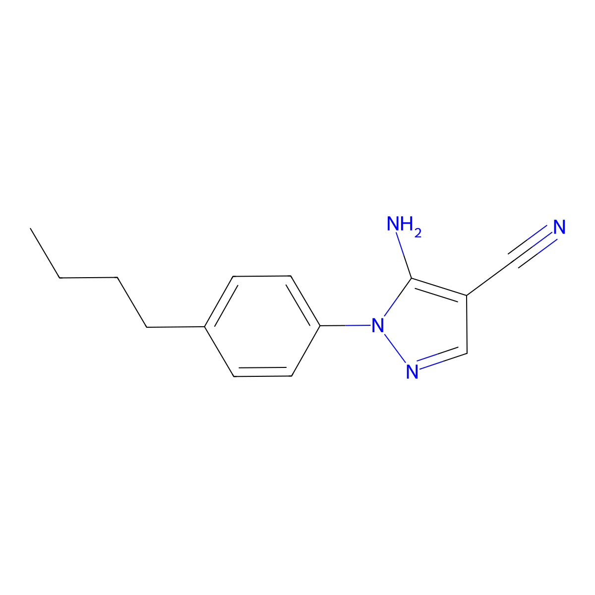 5-Amino-1-(4-butylphenyl)-1H-pyrazole-4-carbonitrile molecular structure, CAS 1416346-16-1