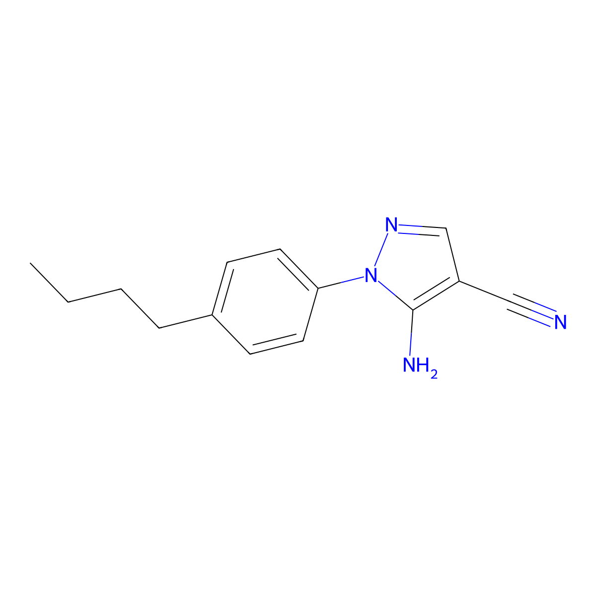 5-Amino-1-(4-butylphenyl)-1H-pyrazole-4-carbonitrile molecular structure, CAS 1416346-16-1