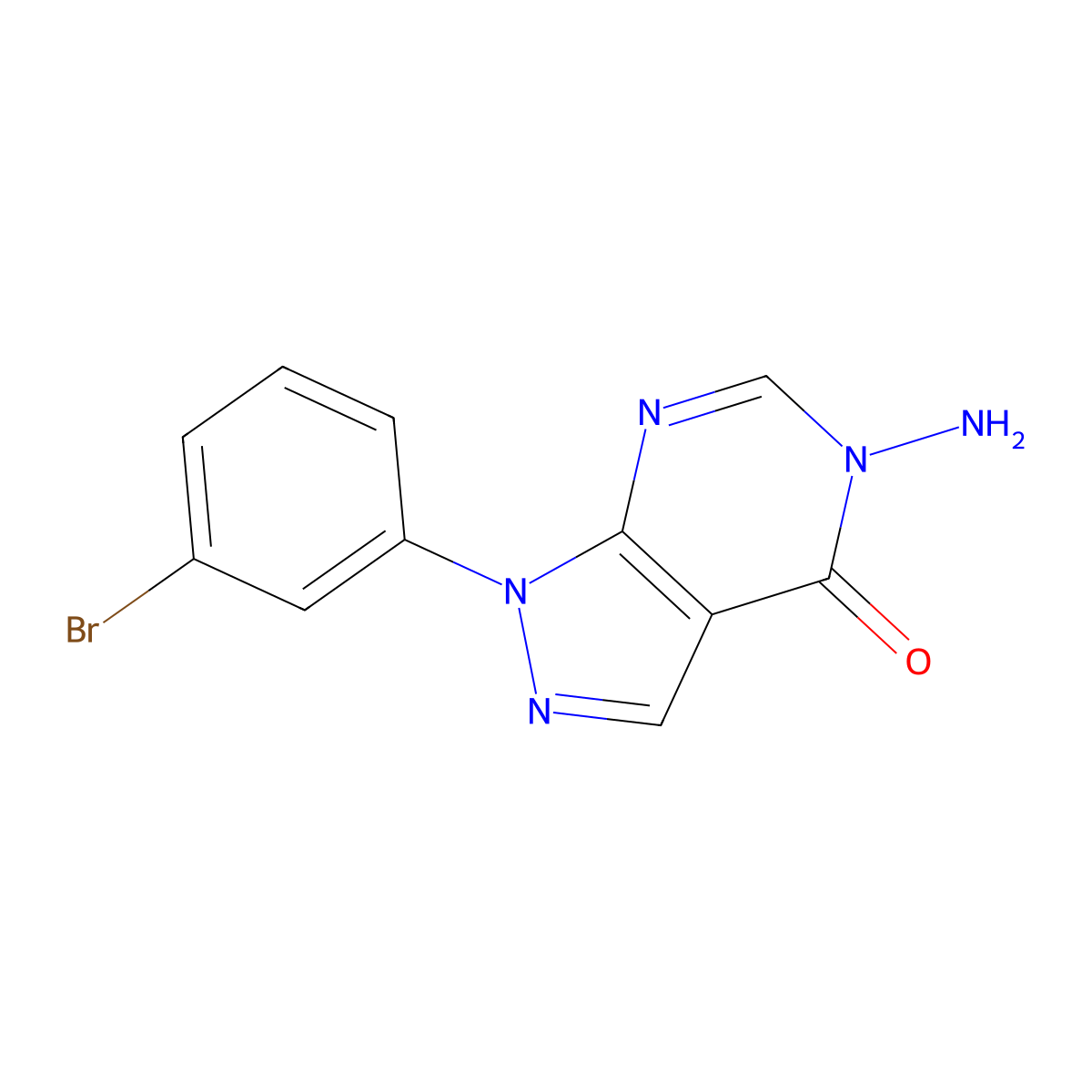 5-Amino-1-(3-bromophenyl)-1H-pyrazolo[3,4-d]pyrimidin-4(5H)-one molecular structure, CAS 1416346-25-2