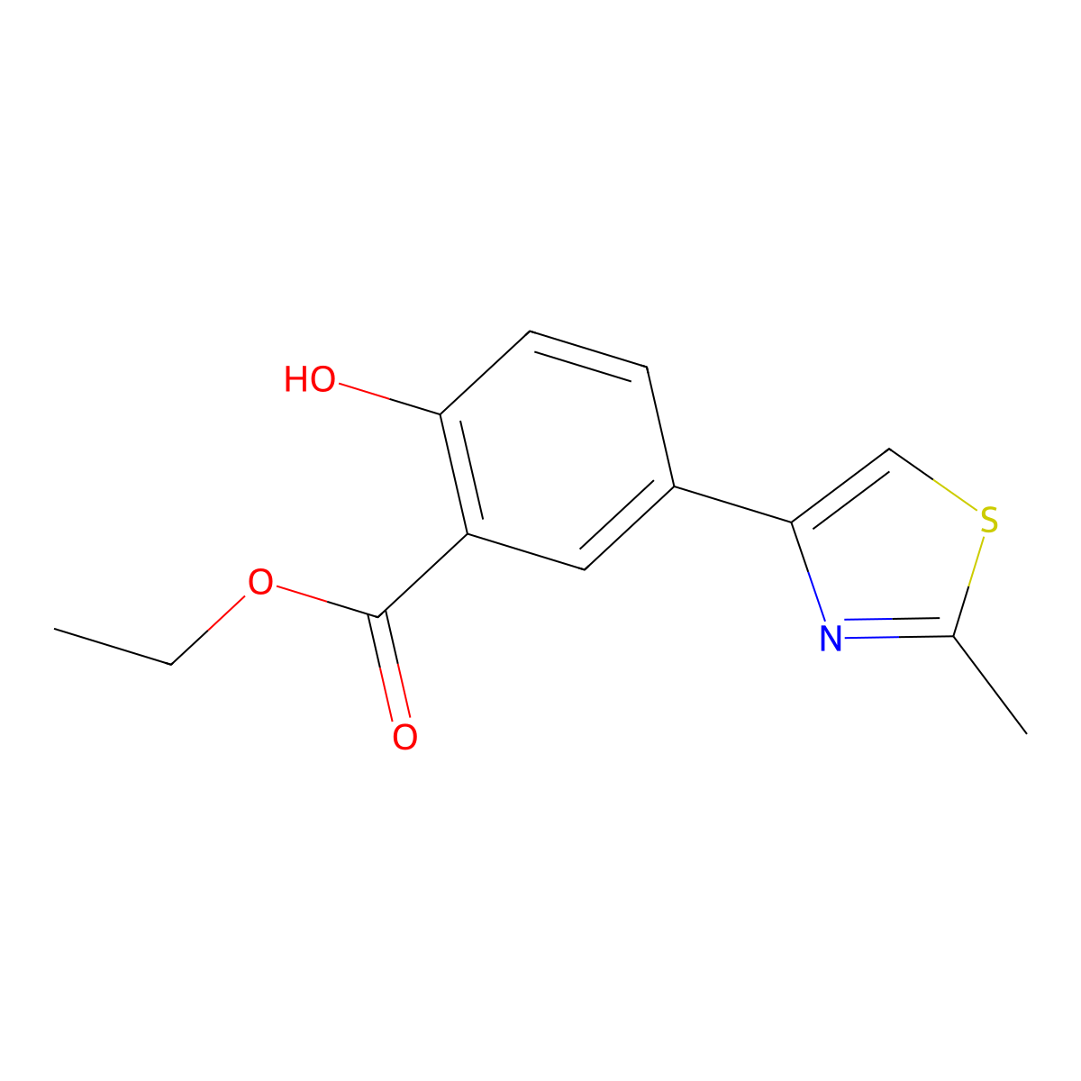 Ethyl 2-hydroxy-5-(2-methylthiazol-4-yl)benzoate molecular structure, CAS 1416346-30-9