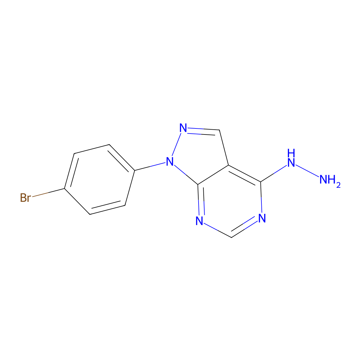 1-(4-Bromophenyl)-4-hydrazinyl-1H-pyrazolo[3,4-d]pyrimidine molecular structure, CAS 1416346-40-1