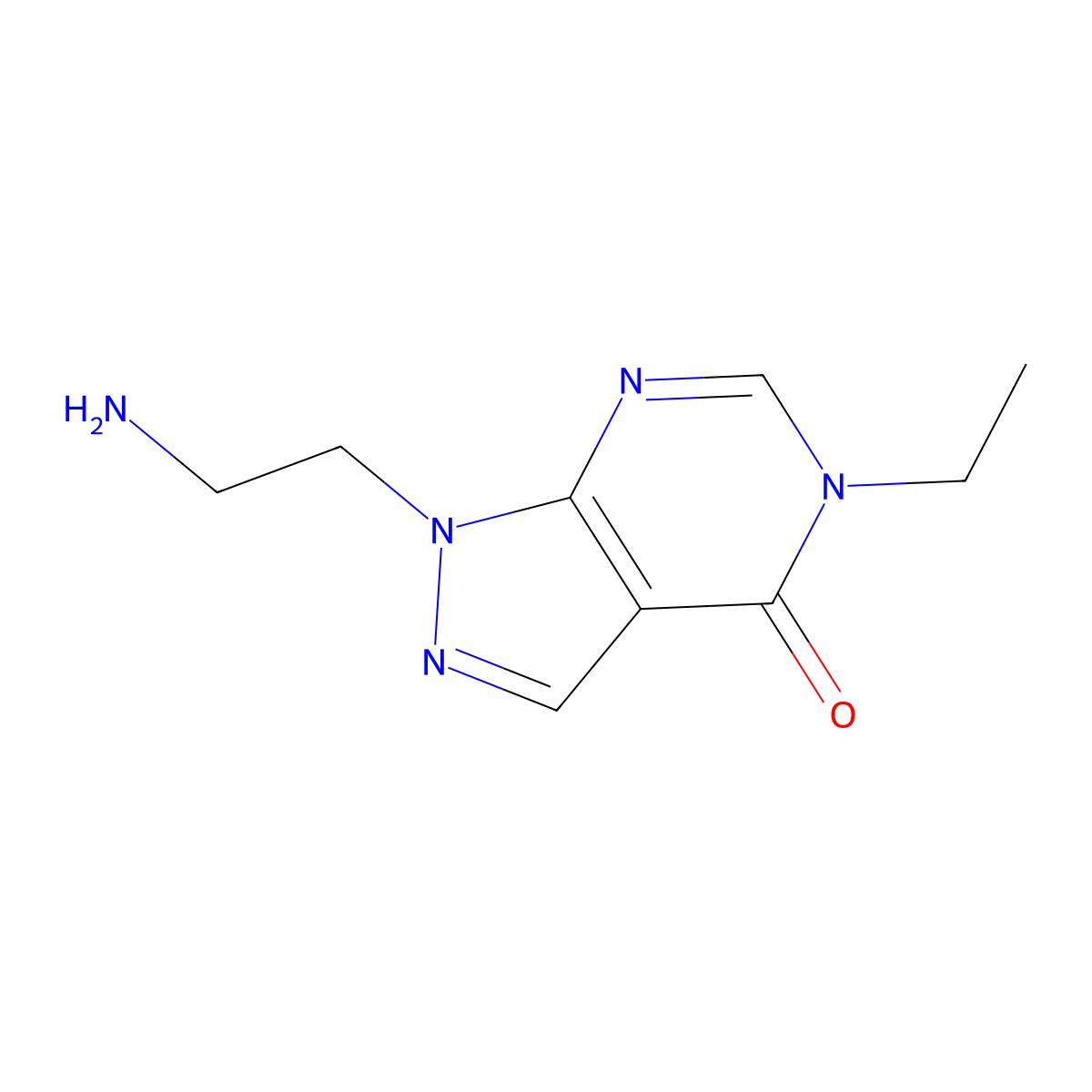 1-(2-Aminoethyl)-5-ethyl-1H-pyrazolo[3,4-d]pyrimidin-4(5H)-one molecular structure, CAS 1416346-93-4