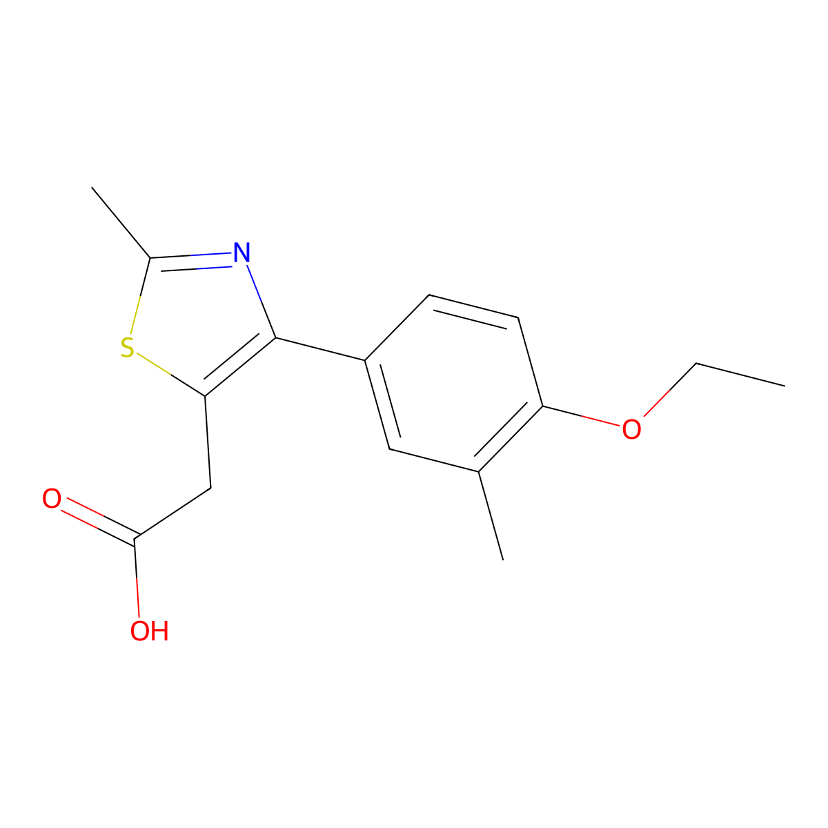 2-(4-(4-Ethoxy-3-methylphenyl)-2-methylthiazol-5-yl)acetic acid molecular structure, CAS 1416346-99-0