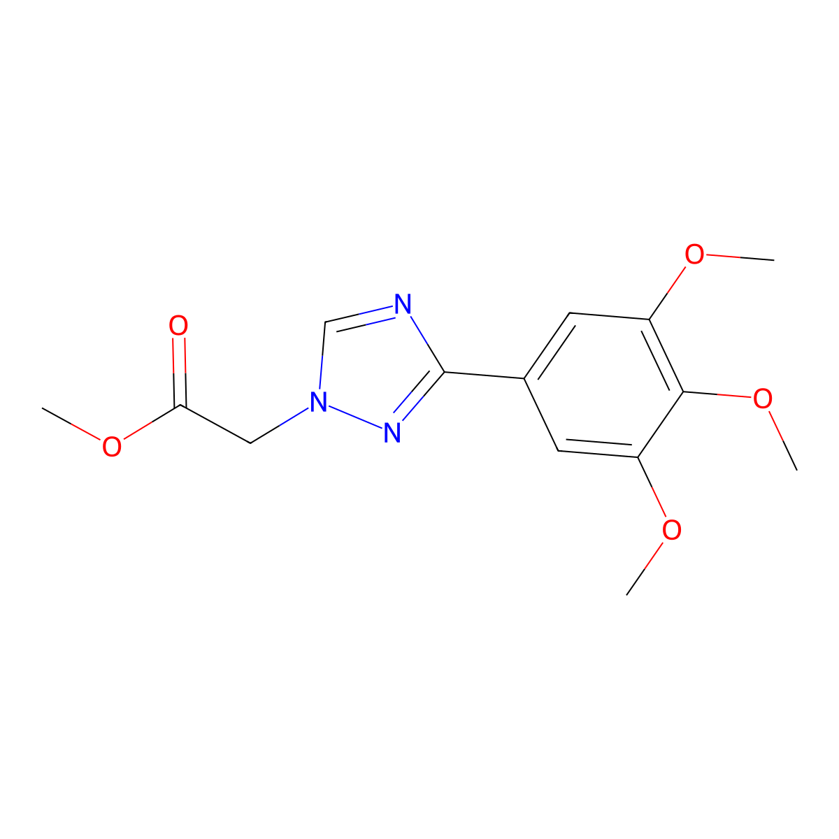 Methyl 2-(3-(3,4,5-trimethoxyphenyl)-1H-1,2,4-triazol-1-yl)acetate molecular structure, CAS 1416347-50-6