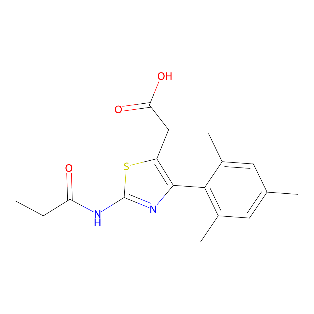 2-(4-Mesityl-2-propionamidothiazol-5-yl)acetic acid molecular structure, CAS 1416347-63-1