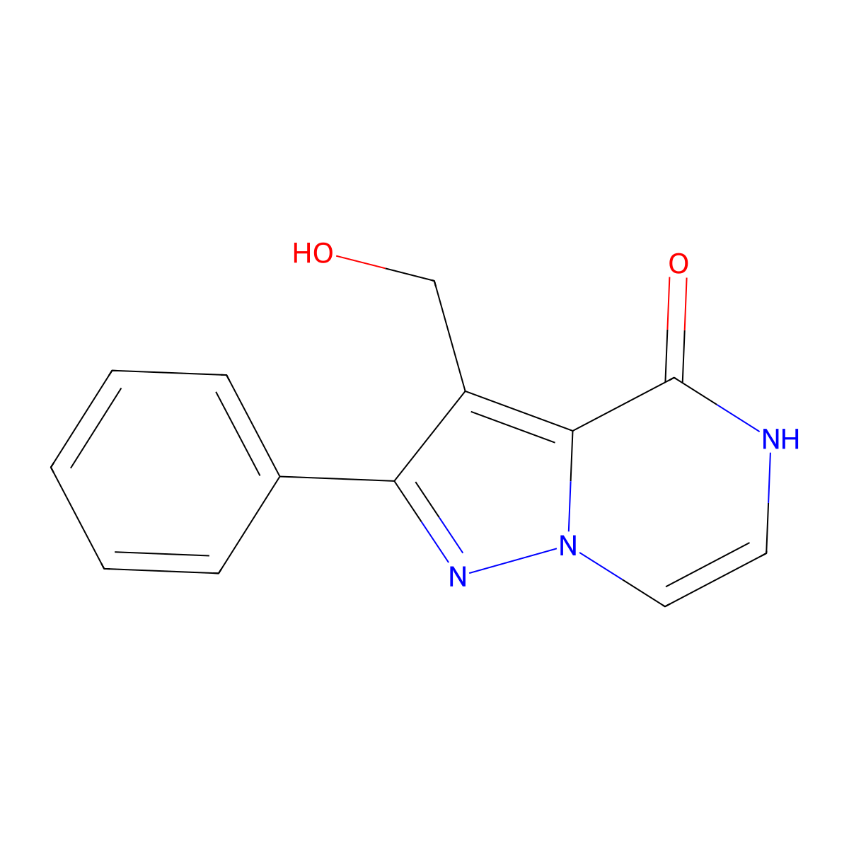 3-(hydroxymethyl)-2-phenylpyrazolo[1,5-a]pyrazin-4(5H)-one molecular structure, CAS 1416347-76-6