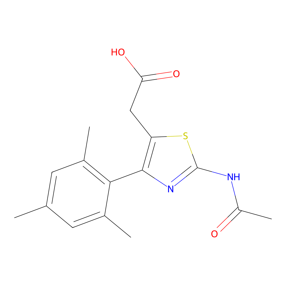 2-(2-Acetamido-4-mesitylthiazol-5-yl)acetic acid molecular structure, CAS 1416347-87-9