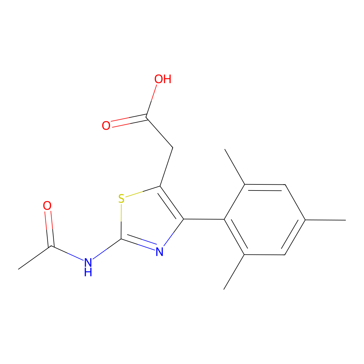2-(2-Acetamido-4-mesitylthiazol-5-yl)acetic acid molecular structure, CAS 1416347-87-9