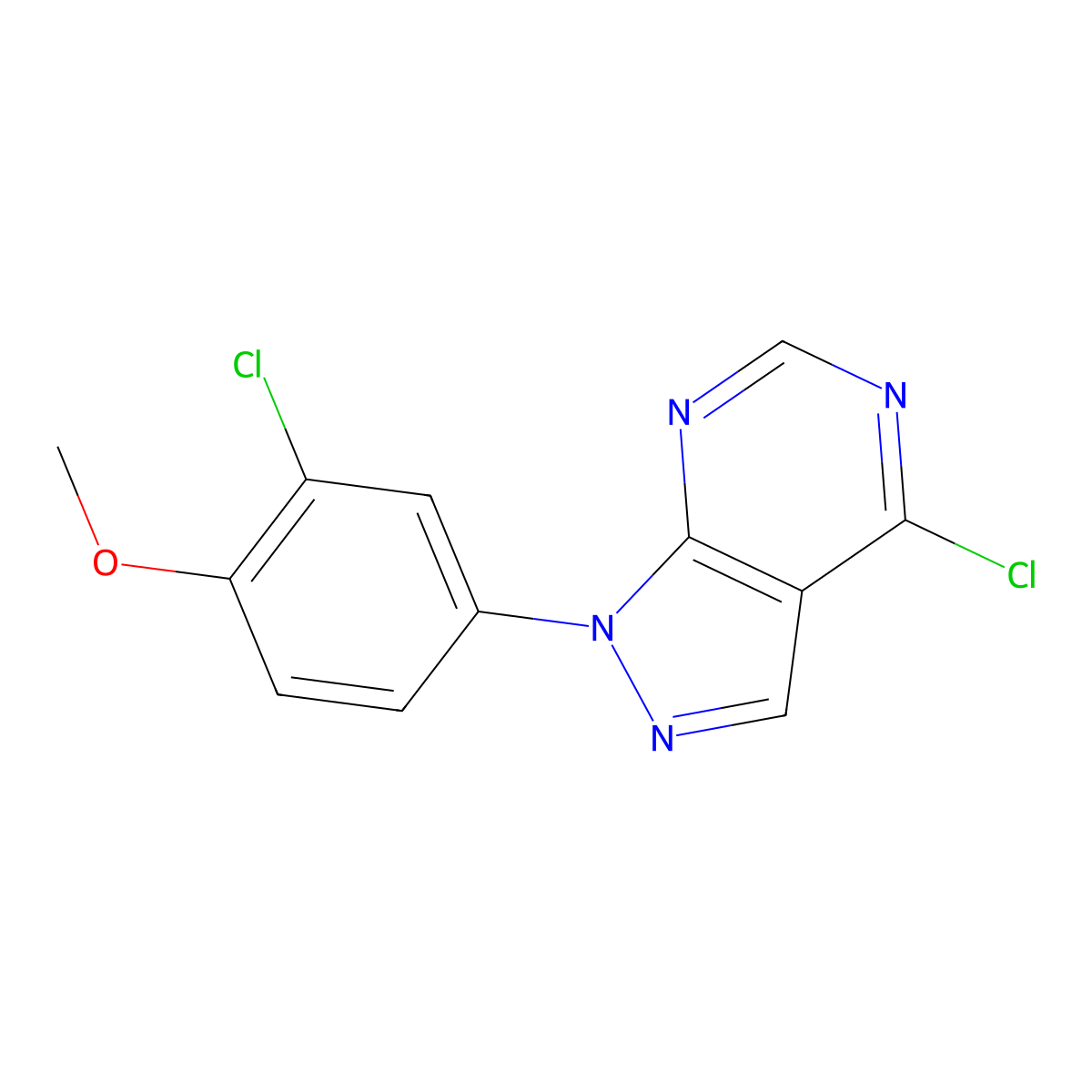 4-Chloro-1-(3-chloro-4-methoxyphenyl)-1H-pyrazolo[3,4-d]pyrimidine molecular structure, CAS 1416348-20-3