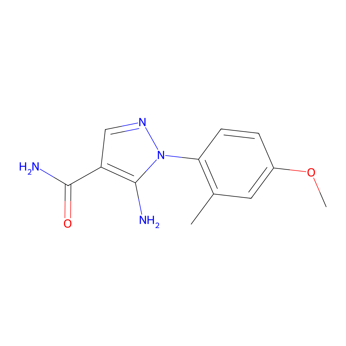 5-Amino-1-(4-methoxy-2-methylphenyl)-1H-pyrazole-4-carboxamide molecular structure, CAS 1416348-24-7