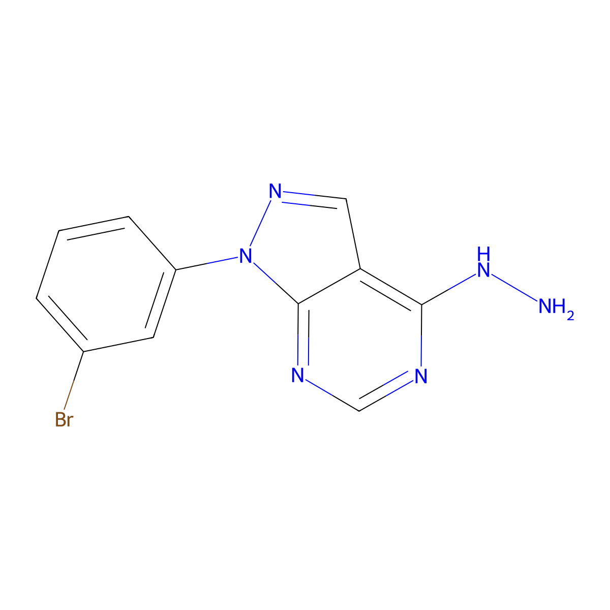 1-(3-Bromophenyl)-4-hydrazinyl-1H-pyrazolo[3,4-d]pyrimidine molecular structure, CAS 1416348-32-7