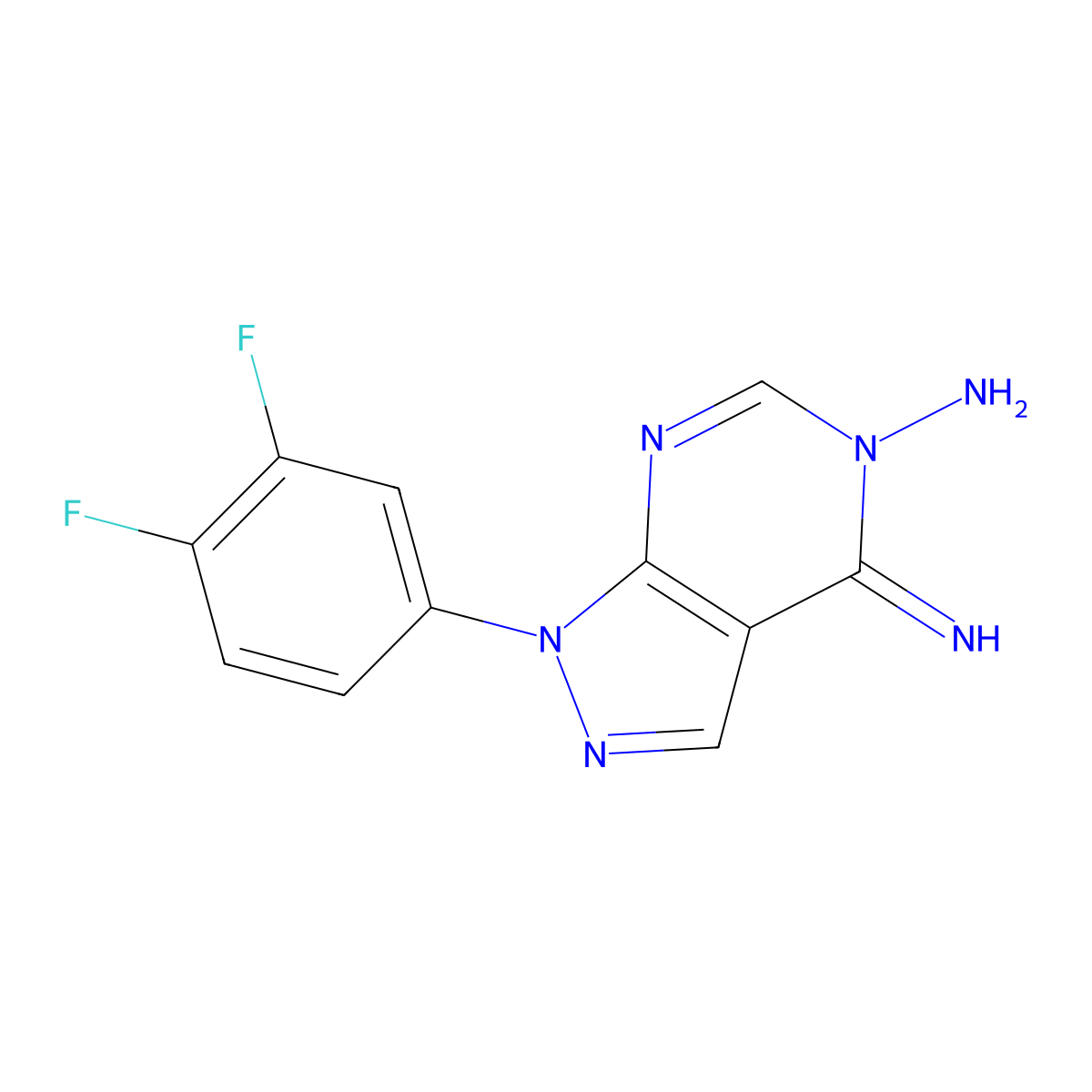 1-(3,4-Difluorophenyl)-4-imino-1H-pyrazolo[3,4-d]pyrimidin-5(4H)-amine molecular structure, CAS 1416348-37-2