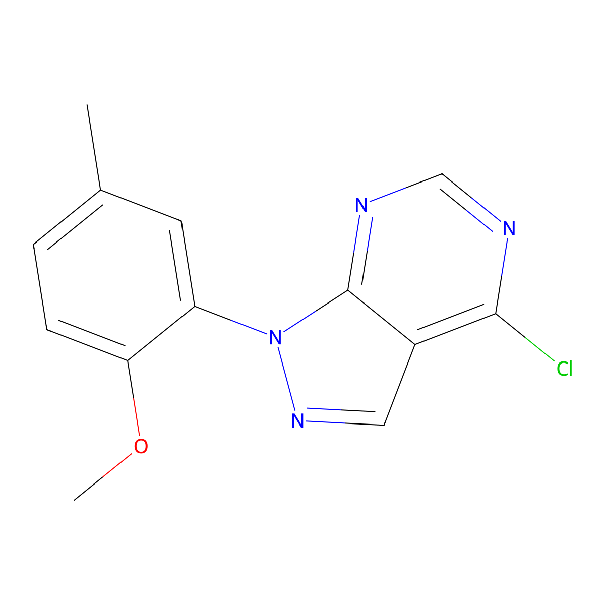 4-Chloro-1-(2-methoxy-5-methylphenyl)-1H-pyrazolo[3,4-d]pyrimidine molecular structure, CAS 1416348-49-6