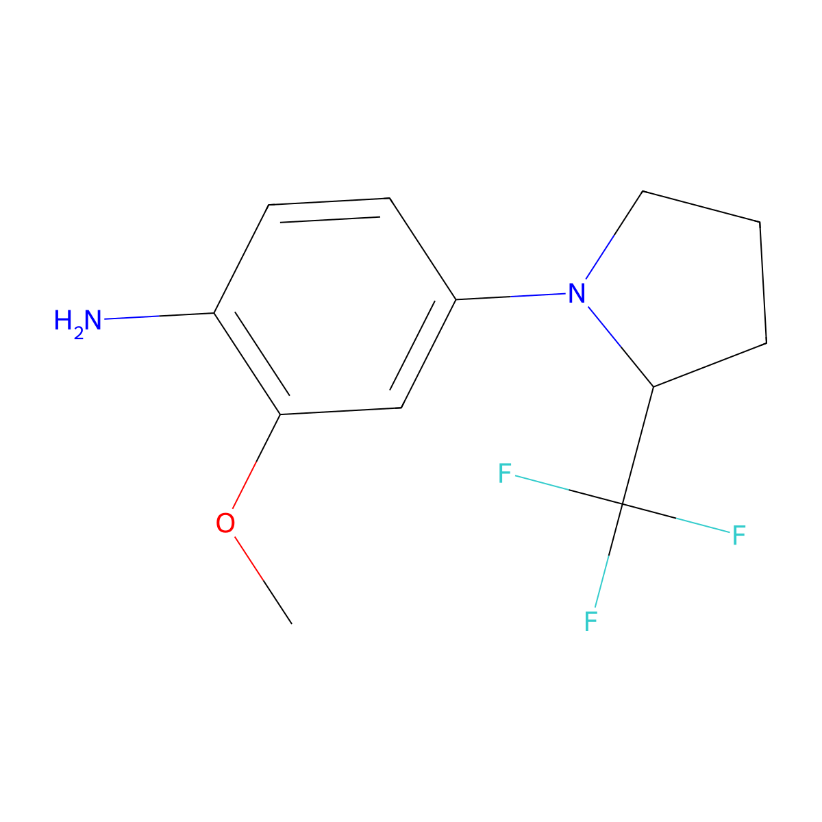 2-Methoxy-4-(2-trifluoromethyl-pyrrolidin-1-yl)-aniline molecular structure, CAS 1416351-71-7