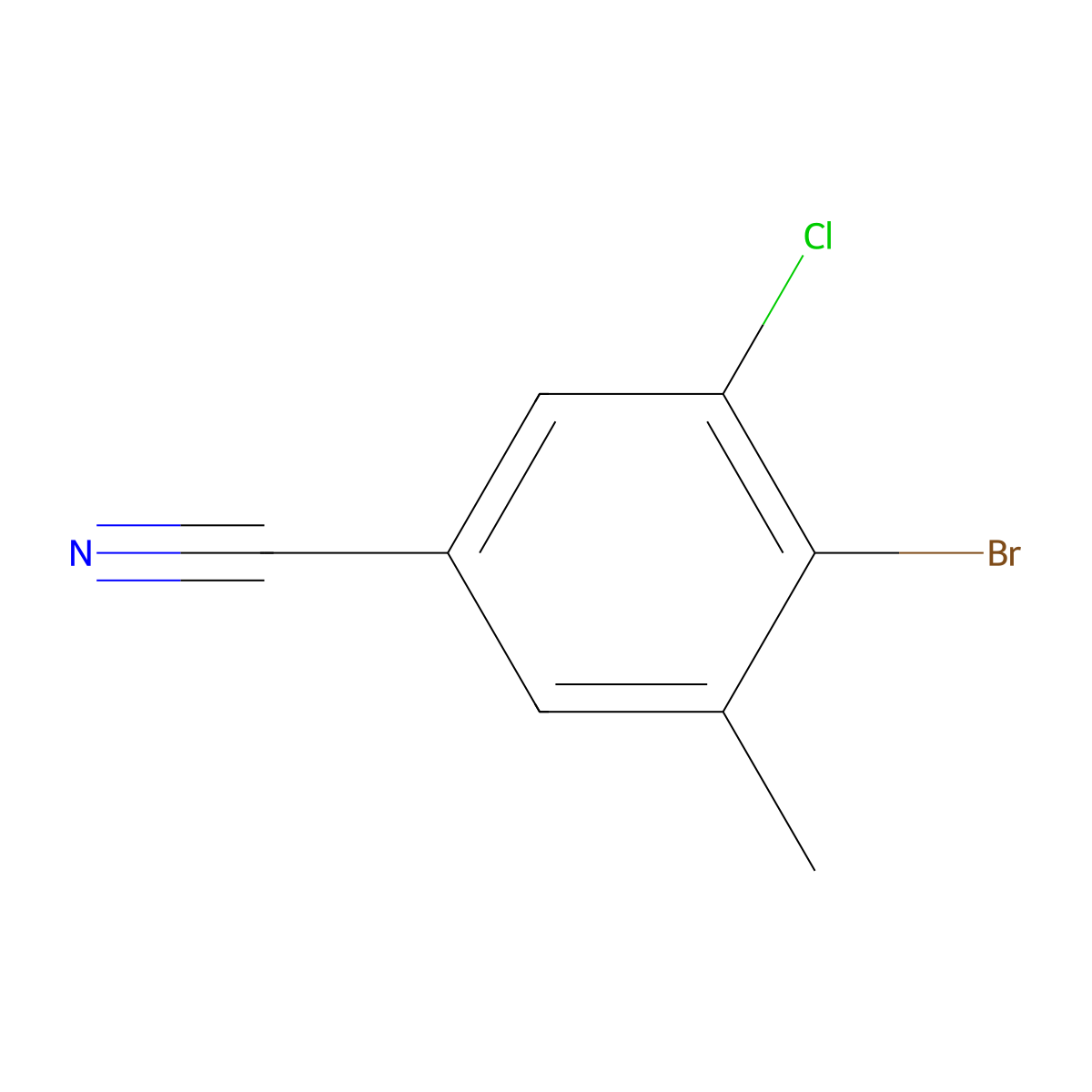 4-Bromo-3-chloro-5-methylbenzonitrile molecular structure, CAS 1416351-73-9