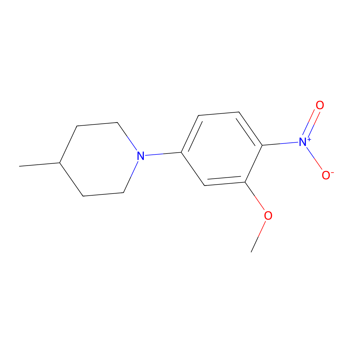 1-(3-Methoxy-4-nitro-phenyl)-4-methyl-piperidine molecular structure, CAS 1416351-93-3