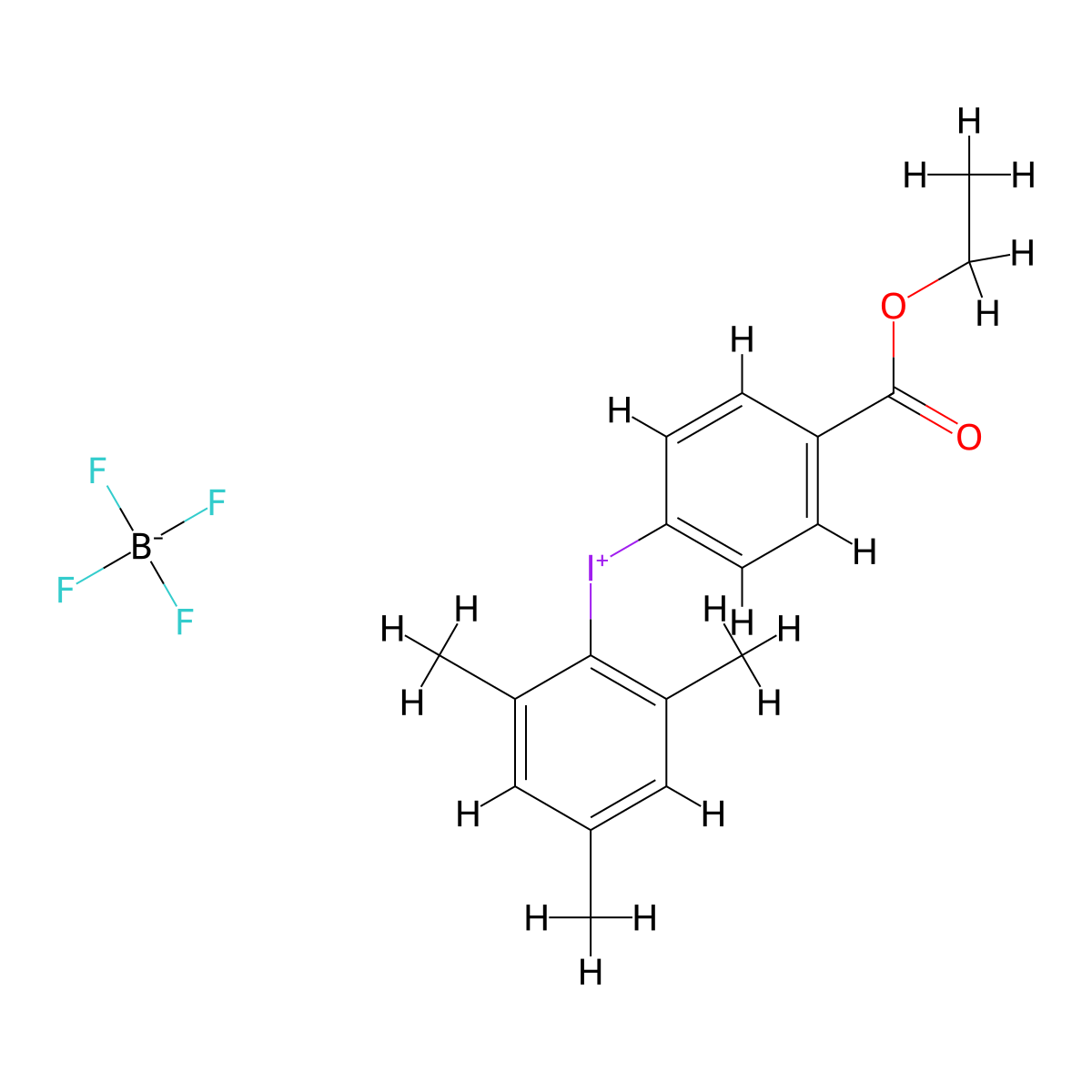 (4-(Ethoxycarbonyl)phenyl)(mesityl)iodonium tetrafluoroborate molecular structure, CAS 1416353-27-9
