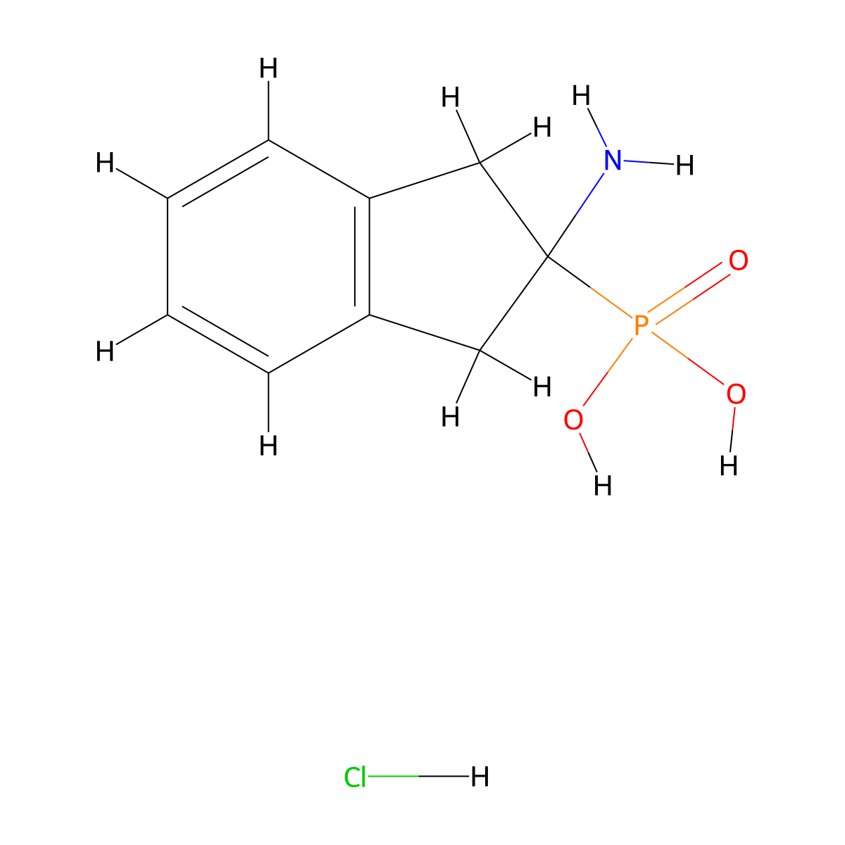 (2-Amino-2,3-dihydro-1H-inden-2-yl)phosphonic acid hydrochloride molecular structure, CAS 1416354-35-2