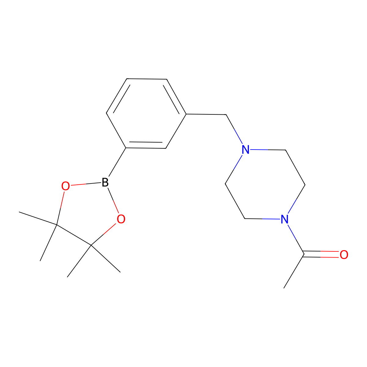 1-(4-((3-(Tetramethyl-1,3,2-dioxaborolan-2-yl)phenyl)methyl)piperazin-1-yl)ethan-1-one molecular structure, CAS 1416367-07-1