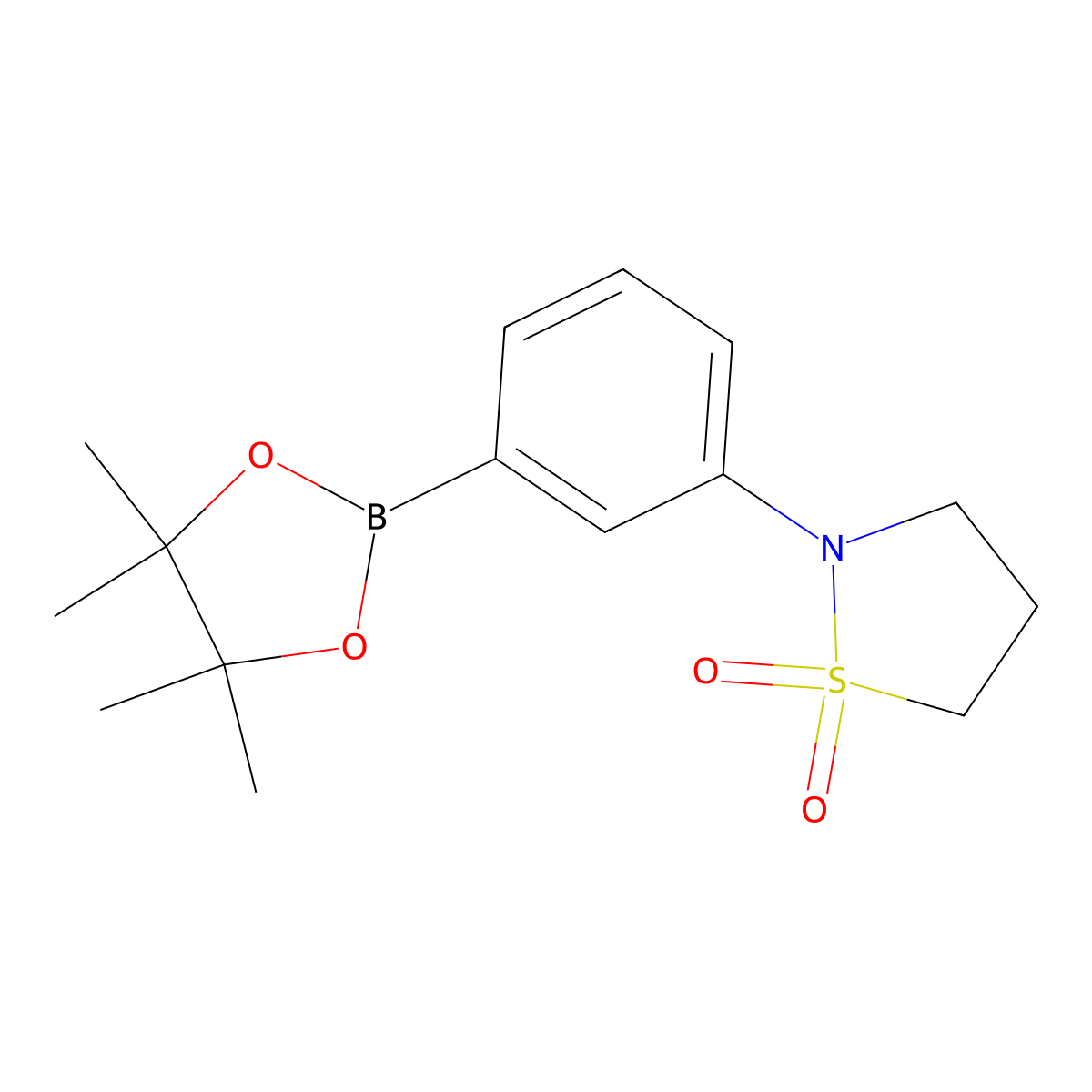 2-(3-(4,4,5,5-Tetramethyl-1,3,2-dioxaborolan-2-yl)phenyl)isothiazolidine 1,1-dioxide molecular structure, CAS 1416367-18-4
