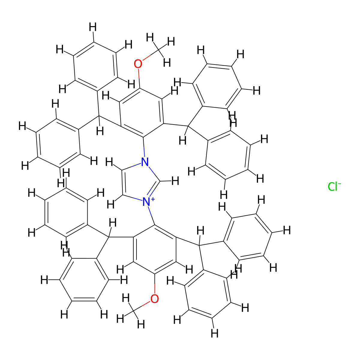 1,3-Bis(2,6-dibenzhydryl-4-methoxyphenyl)-1H-imidazol-3-ium chloride molecular structure, CAS 1416368-03-0