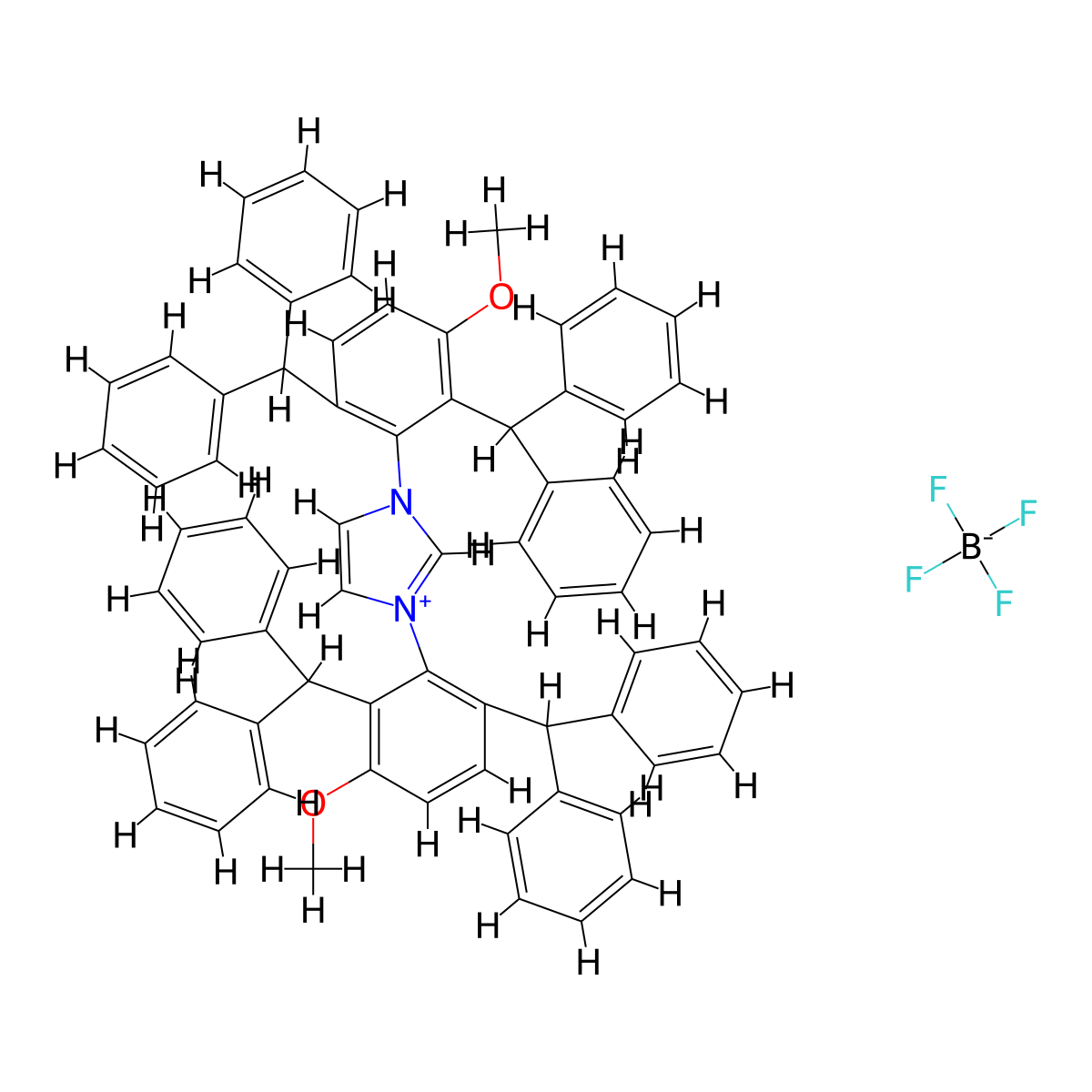 N,N'-Bis(2,6-bis(diphenylmethyl)-5-methoxyphenyl)imidazolium tertrafluoroborate molecular structure, CAS 1416368-05-2