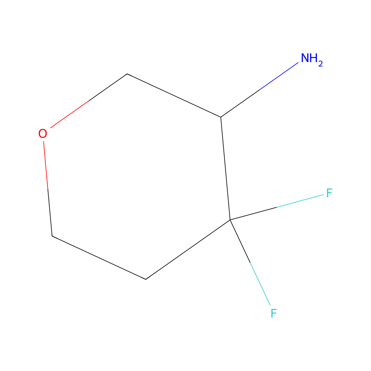 4,4-Difluorotetrahydro-2H-pyran-3-amine molecular structure, CAS 1416371-79-3
