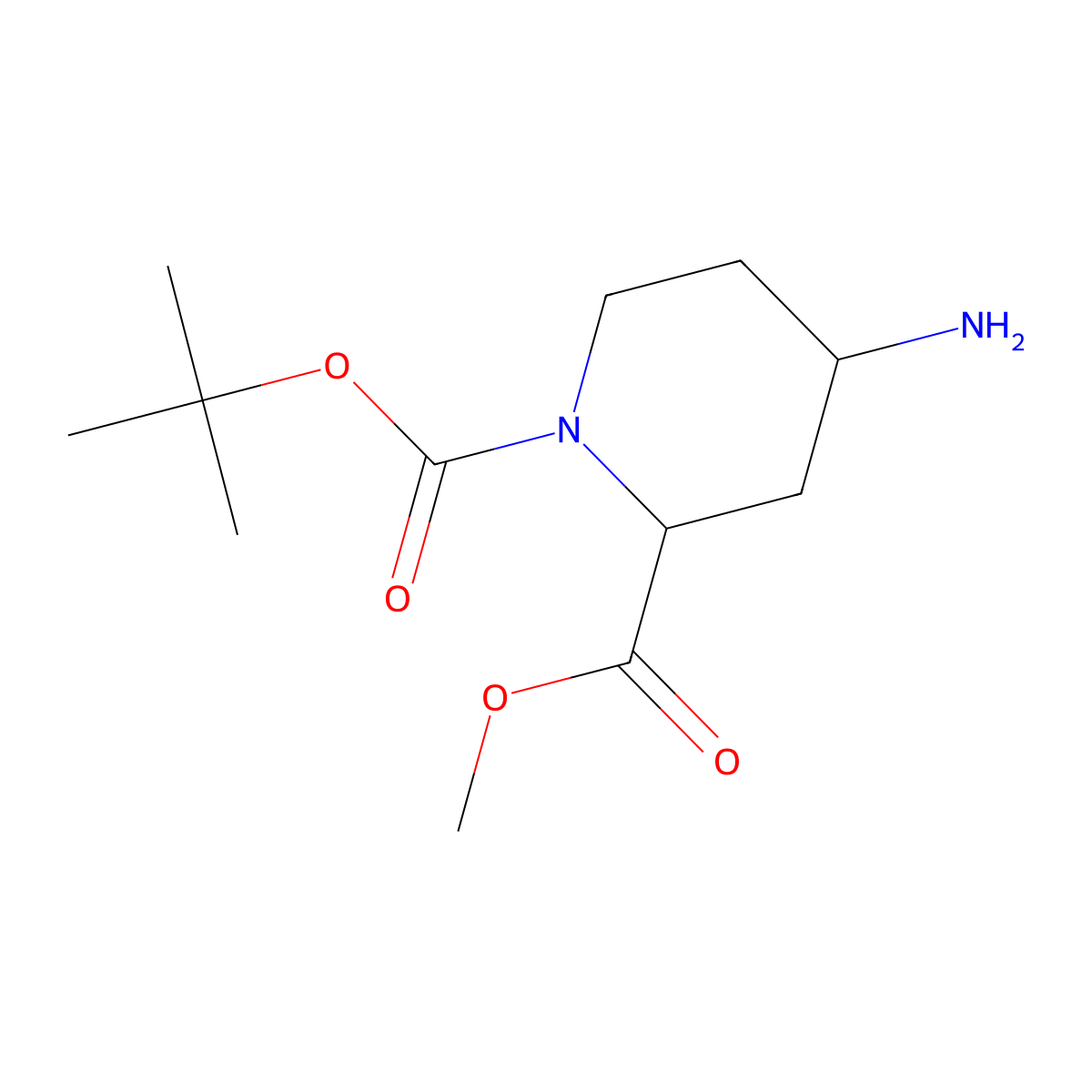 1-tert-Butyl 2-methyl 4-aminopiperidine-1,2-dicarboxylate molecular structure, CAS 1416371-86-2