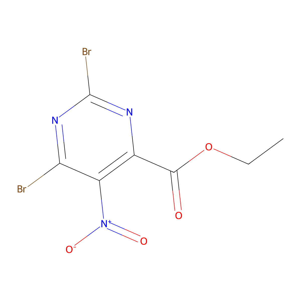 Ethyl 2,6-dibromo-5-nitropyrimidine-4-carboxylate molecular structure, CAS 1416372-14-9