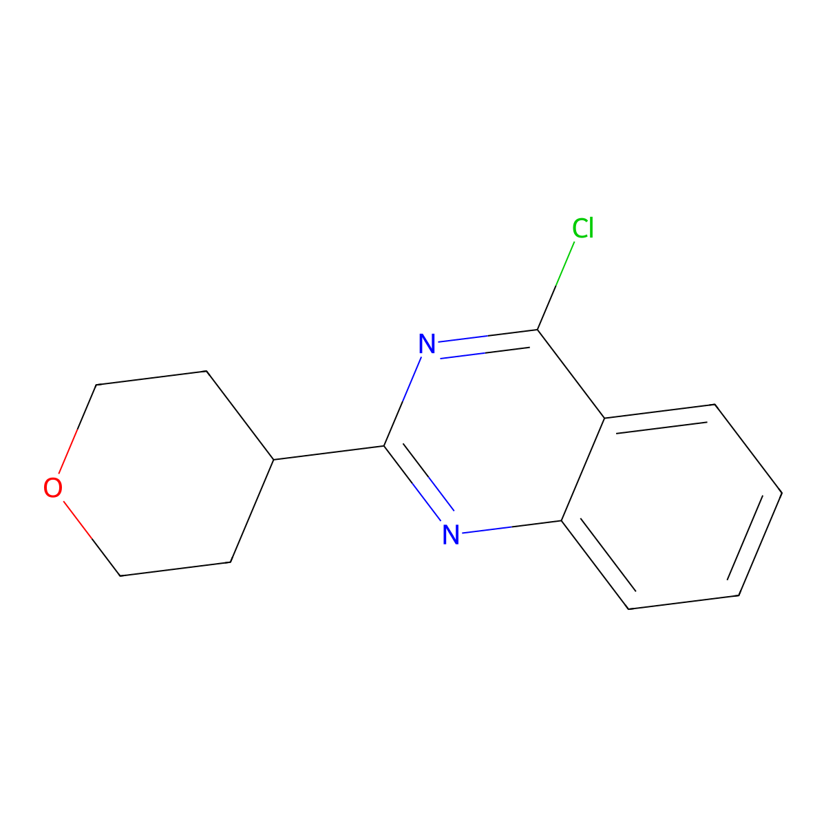 4-chloro-2-(tetrahydro-2H-pyran-4-yl)quinazoline molecular structure, CAS 1416372-37-6